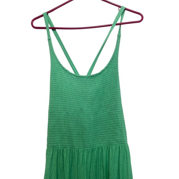 Nation LTD Penelope Cross Back Midi Dress Womens Large Green Smocked Tiered - Picture 8 of 16